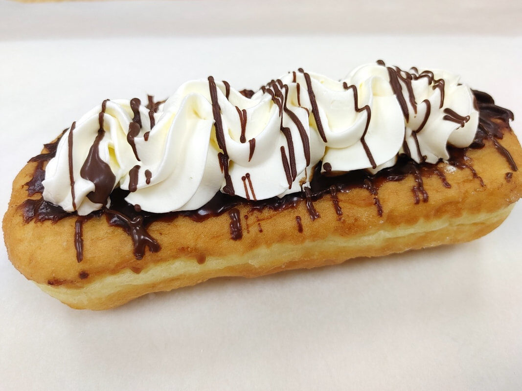 Chocolate Long John with Whipped Cream