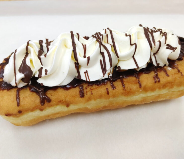 Chocolate Long John with Whipped Cream